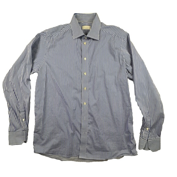 Eton Other - Eton Men's XL Blue Striped Dress Shirt French Cuffs Contemporary Fit LS SEE DESC